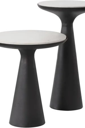Chizu 25.5 X 14.75 inch White / Bronze Nesting End Tables, Set Of 2 Top Pick